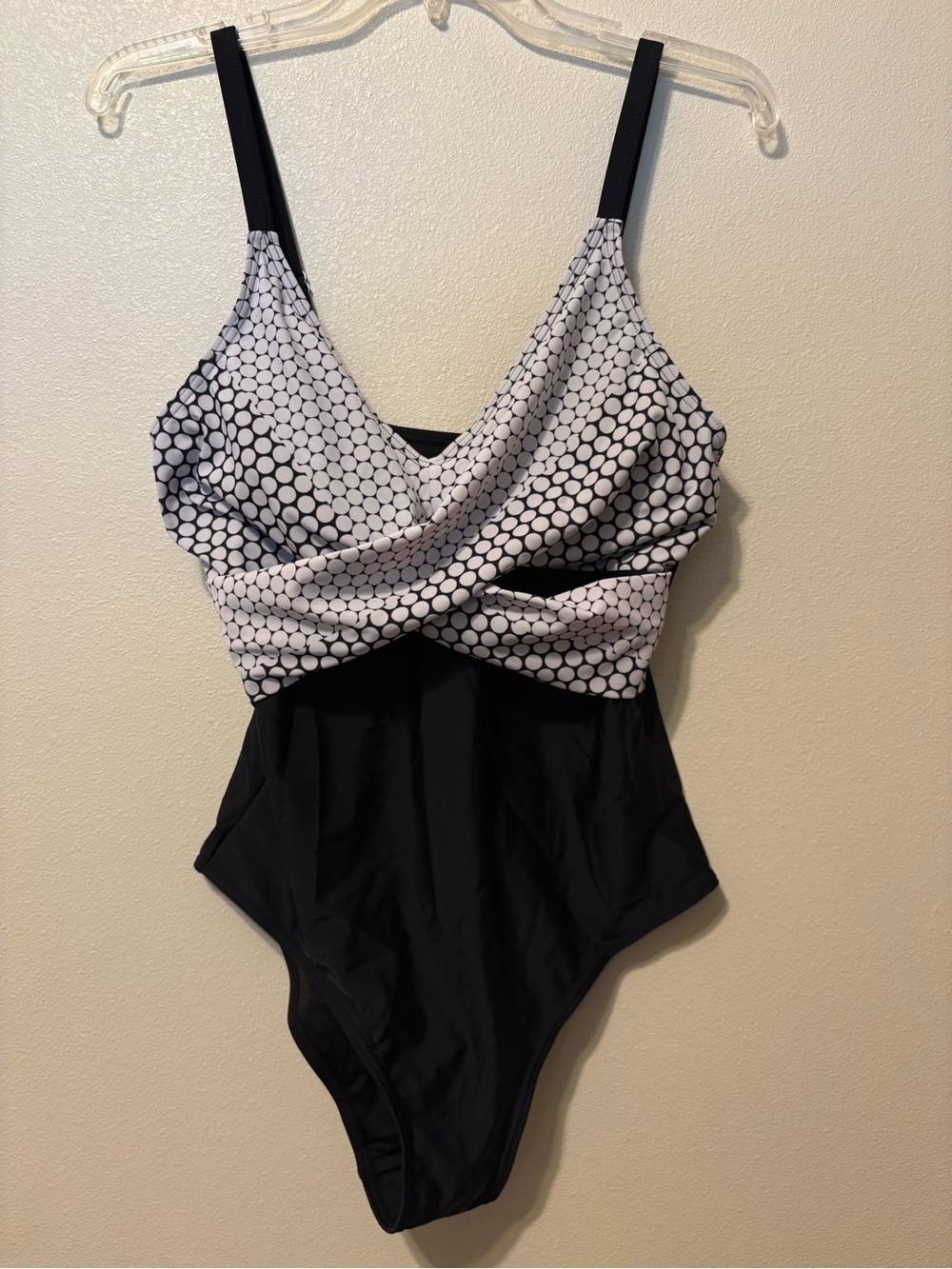 Black & White Polka Wrap One-Piece Swimsuit